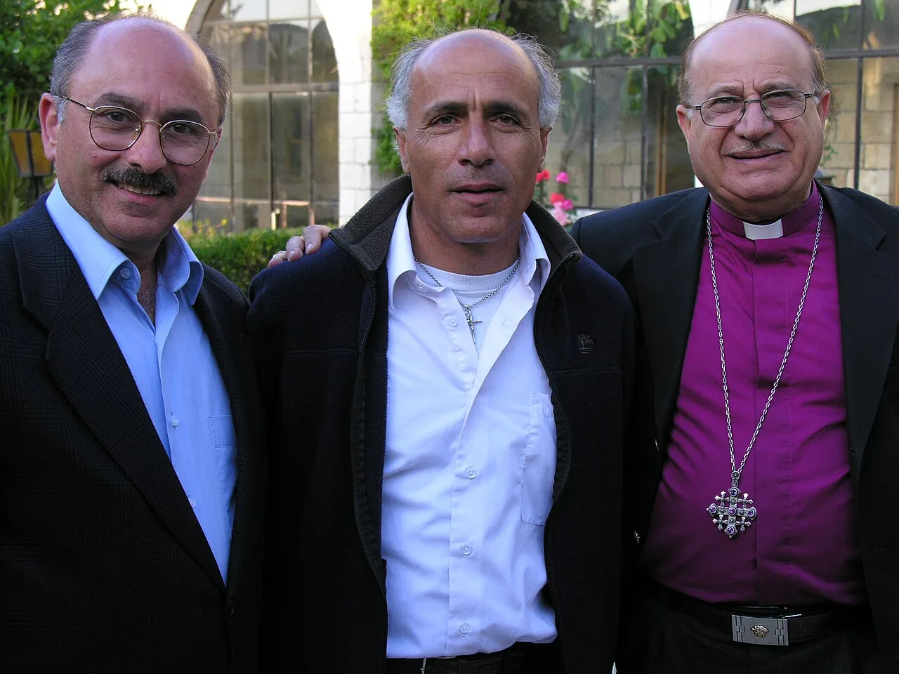 Meeting with Vanunu, Ali Kazak, and Bishop Riah Abu Assal in Jerusalem 2005