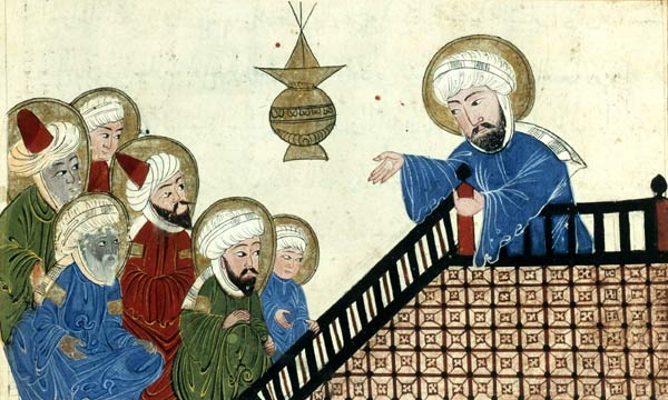 Anonymous illustration of al-Biruni's The Remaining Signs of Past Centuries, depicting Muhammad prohibiting Nasī' during