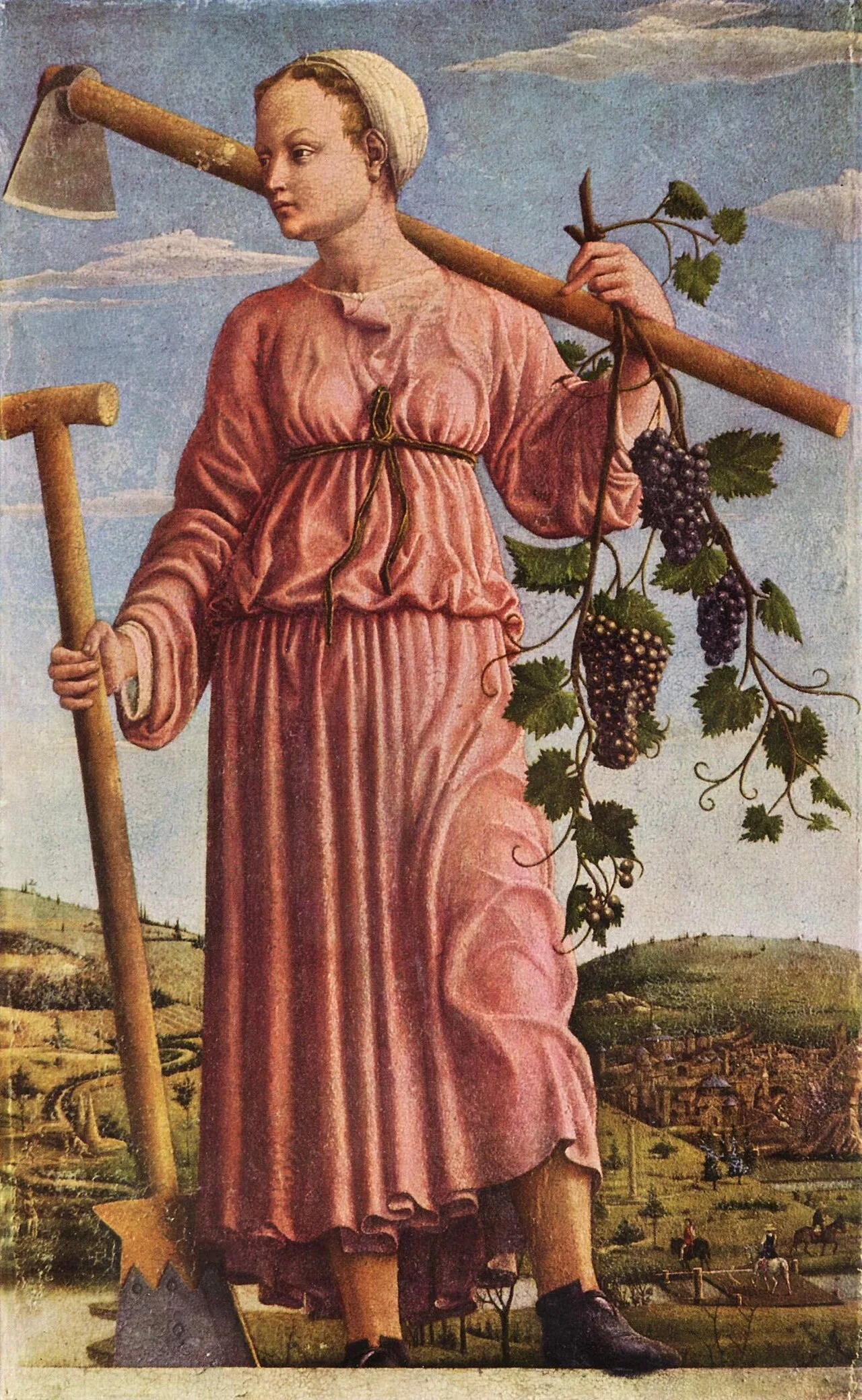 Polyhymnia, the Muse of sacred poetry, sacred hymn and eloquence as well as agriculture and pantomime.
