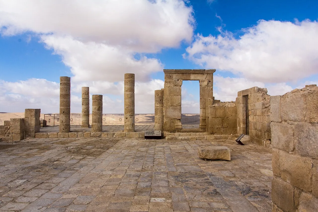 Remains of Byzantine church at Avdat in the Negev, which reused elements of a temple built by the Nabataeans to commemor