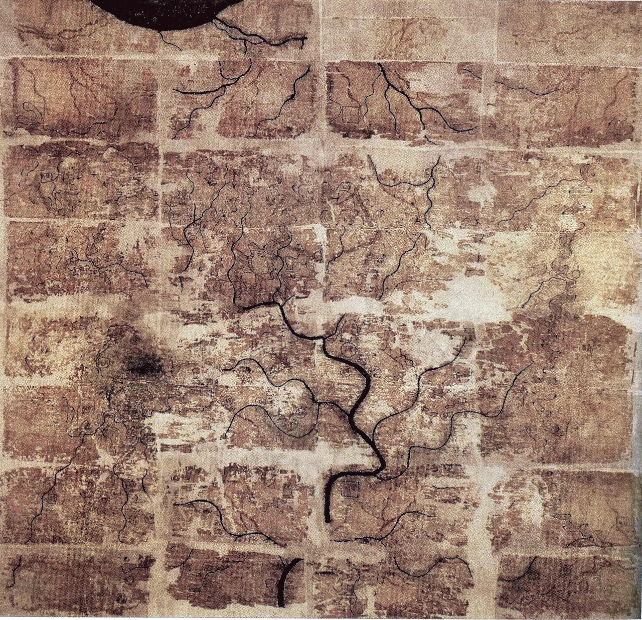 An early Western-Han silk map found in Tomb 3 of Mawangdui Han tombs site, depicting the Kingdom of Changsha and Kingdom