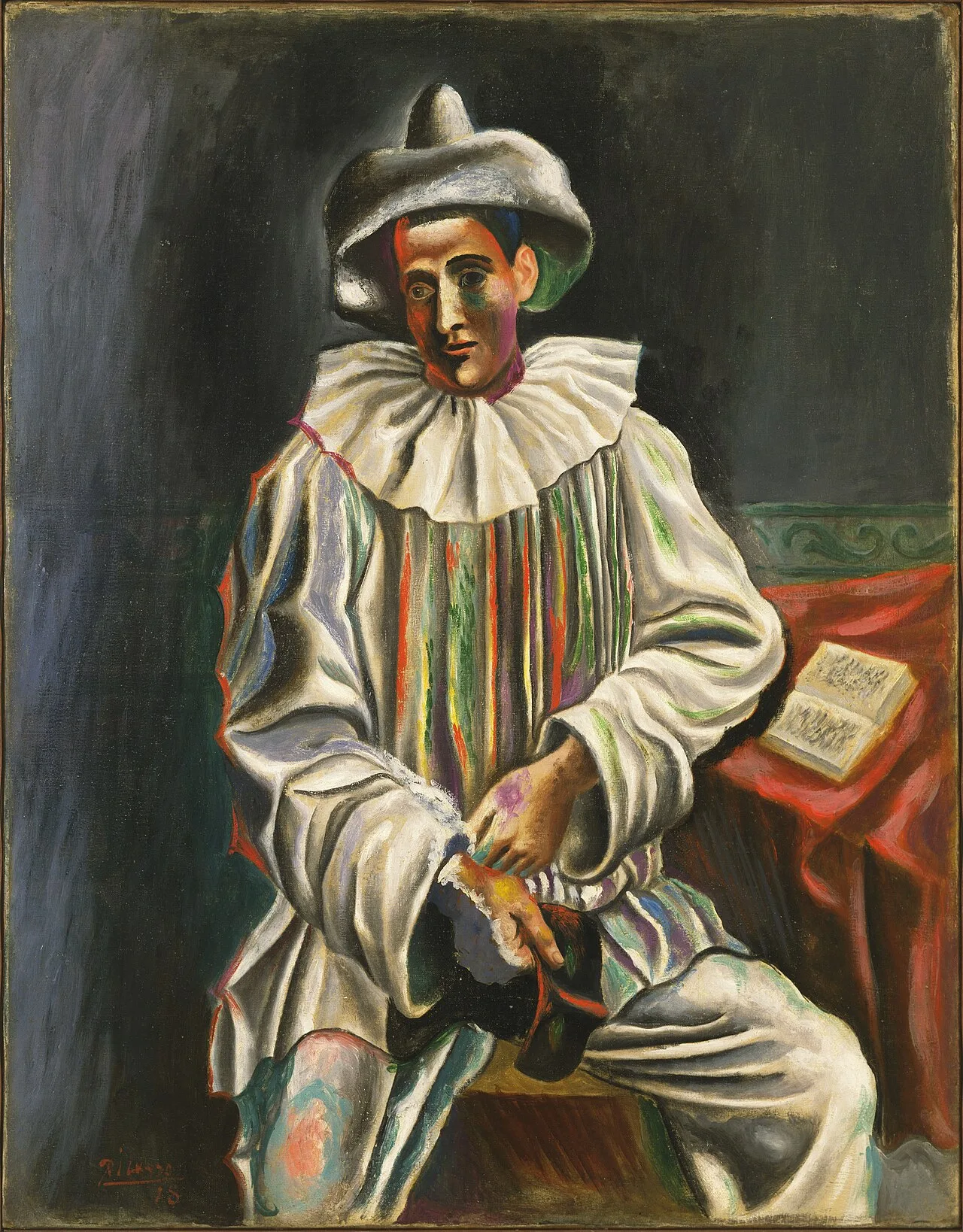 Pablo Picasso, 1918, Pierrot, oil on canvas, 92.7 × 73 cm, Museum of Modern Art, New York