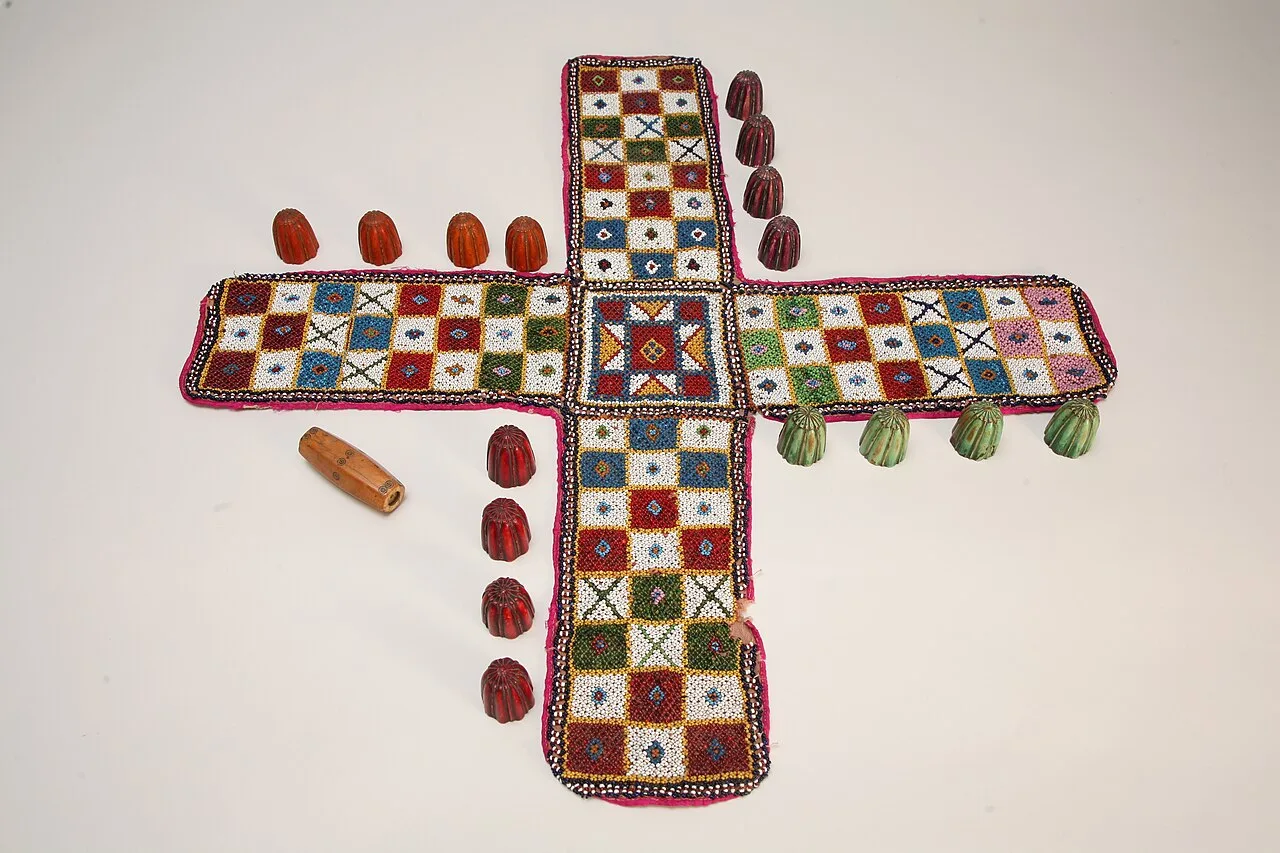 A beaded Pachisi game, The Children's Museum of Indianapolis