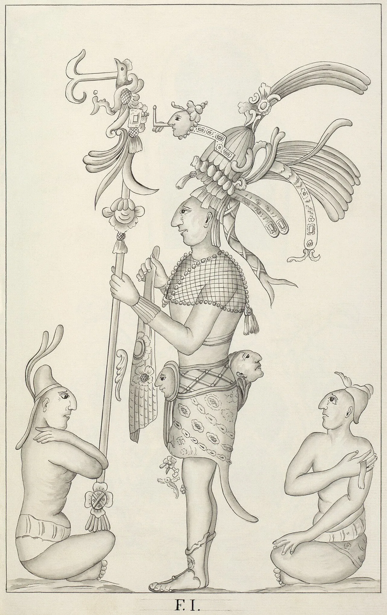 Detail of a relief at the Palace drawn by Ricardo Almendáriz during the Del Rio expedition in 1787