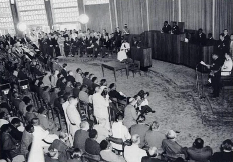 The independence ceremony for the Congo, held on 30 June 1960, at which Lumumba delivered his independence speech