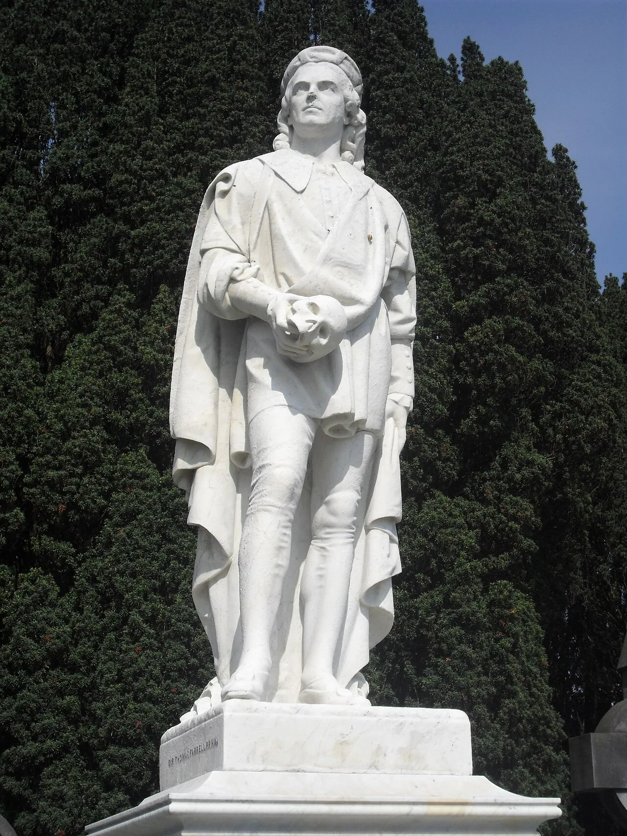 Barry Sullivan's burial site in Glasnevin Cemetery, Dublin, with a statue of Sullivan in character as Hamlet, 1891