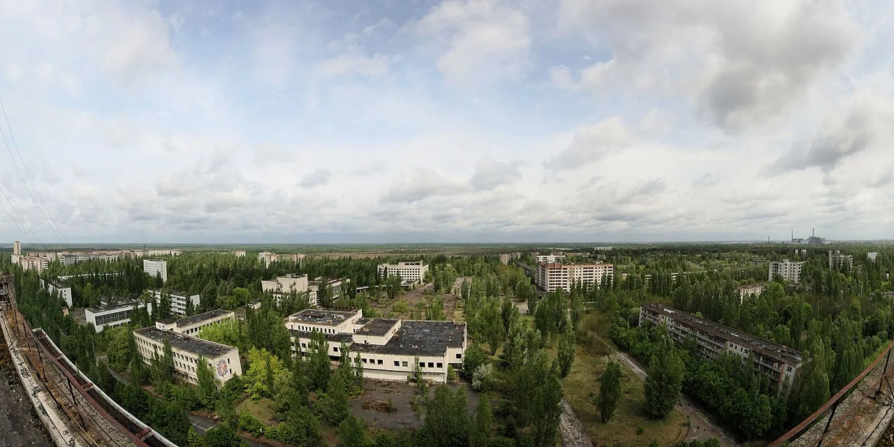 Panoramic view of Pripyat in May 2009