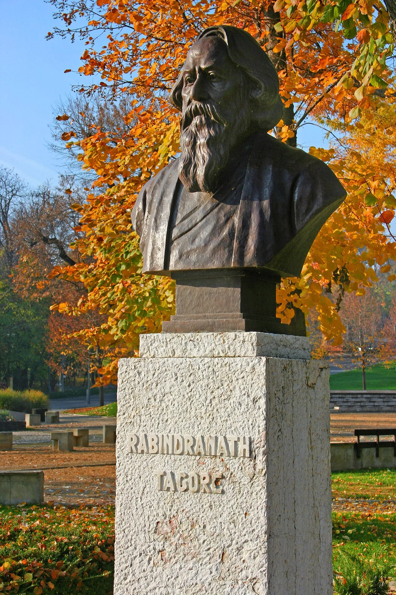 Bust of Rabindranath in Tagore promenade, Balatonfüred, Hungary