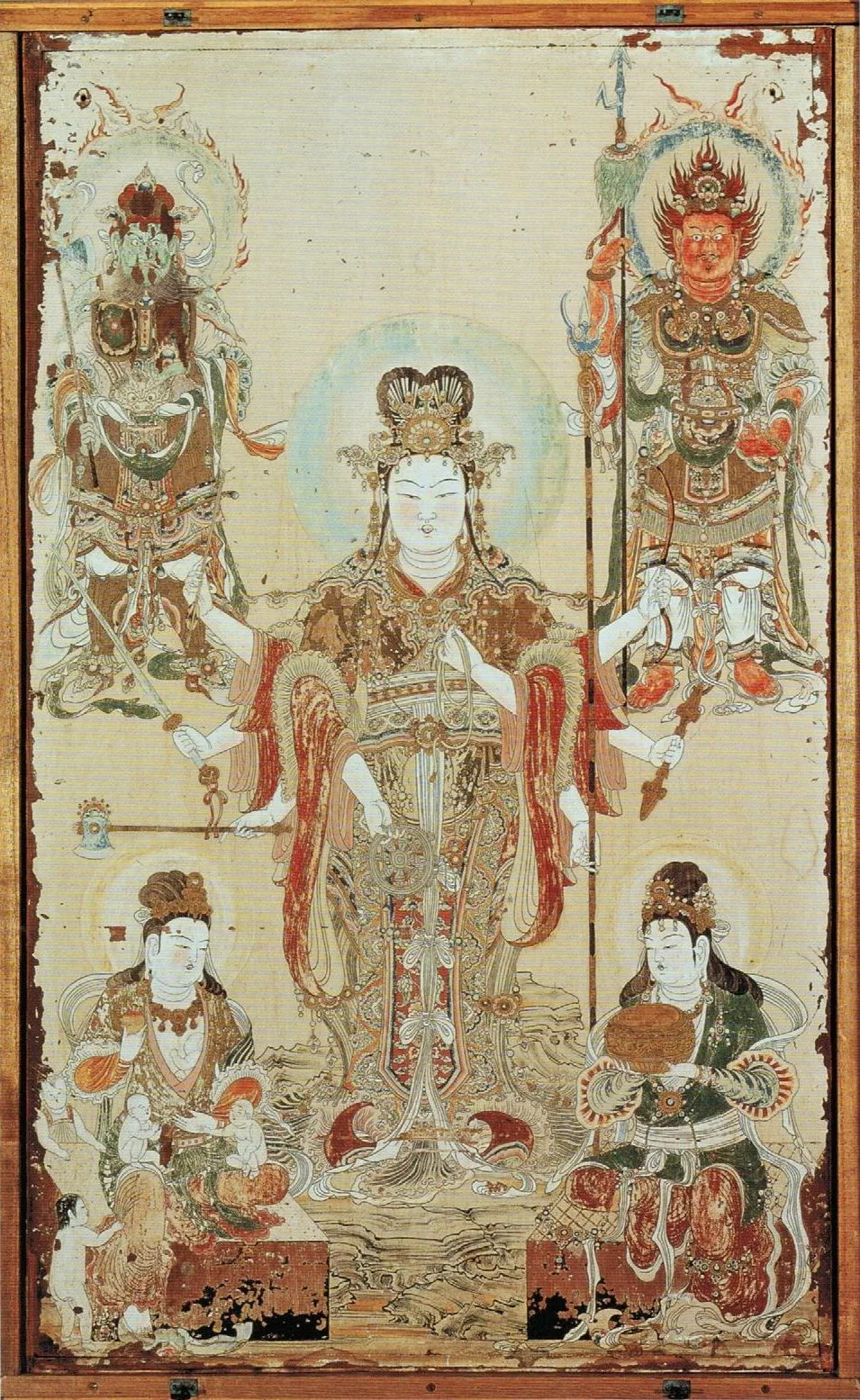 A Japanese depiction of Saraswati as a protector deity with eight arms holding various weapons (c. 1212), University Art