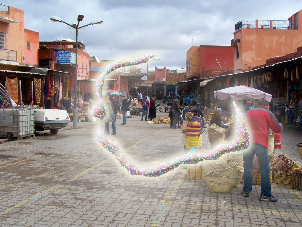 An artist's depiction of a scintillating scotoma with a bilateral arc