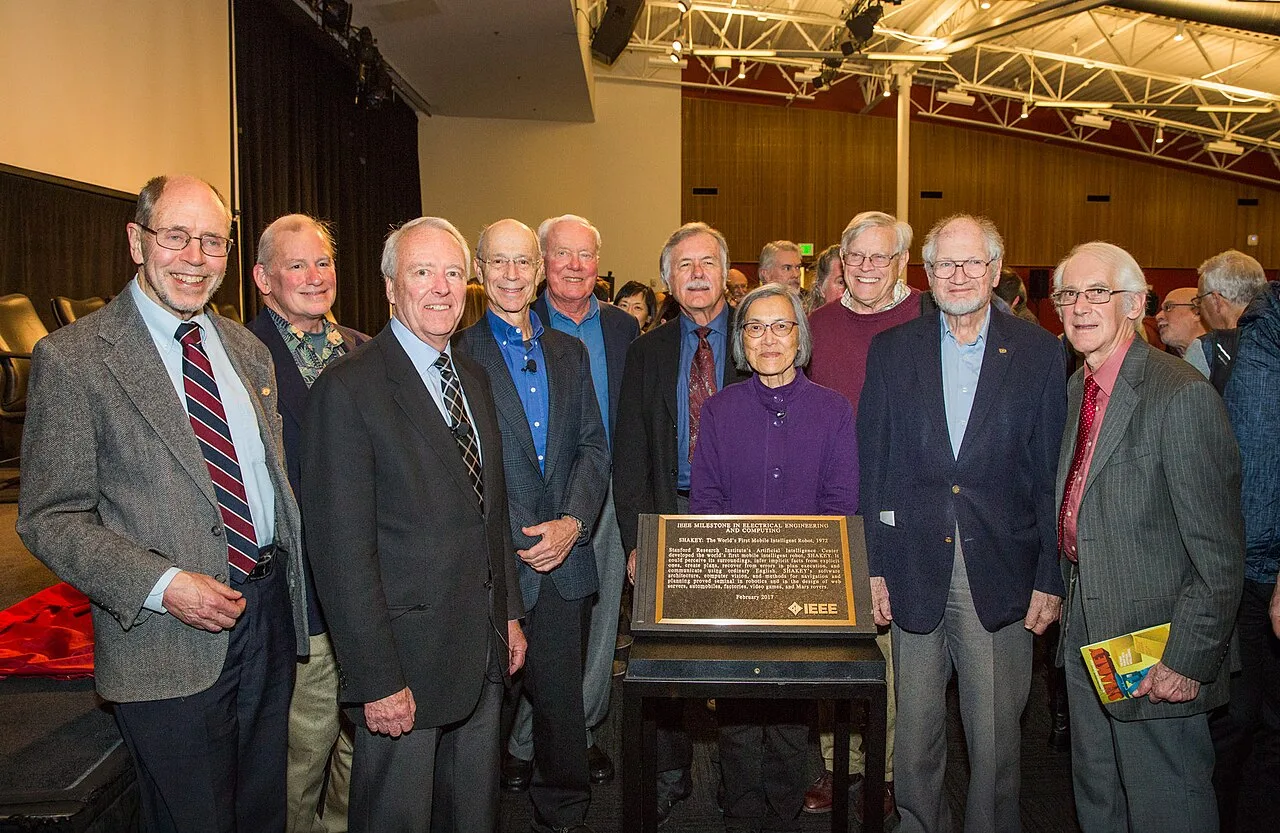 Shakey's creators at the IEEE Milestone award event at the Computer History Museum, February 2017: (from left) Richard O