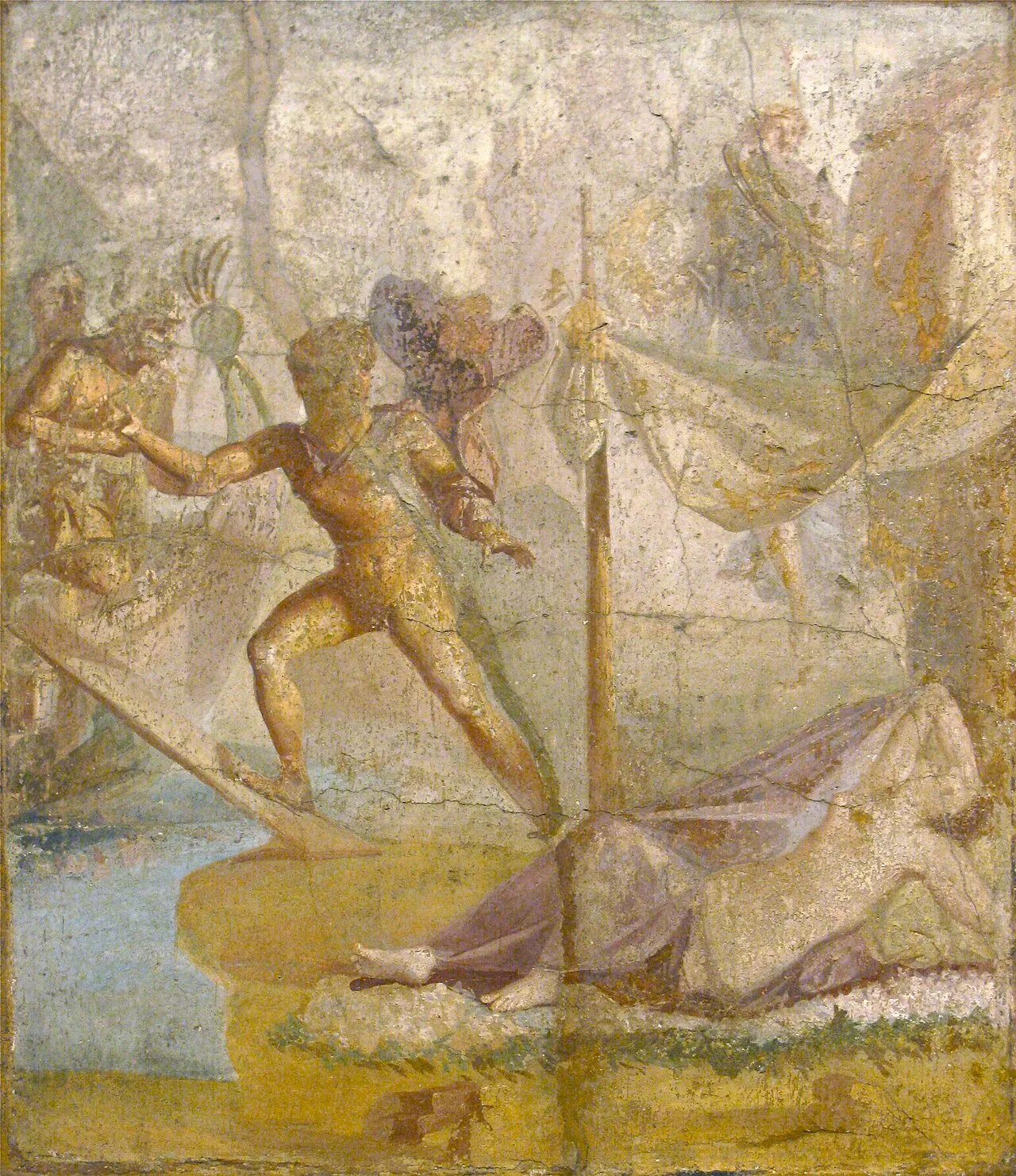 A fresco from Pompeii depicting Theseus and Ariadne escaping from Crete. According to Plutarch, the Athenians preserved