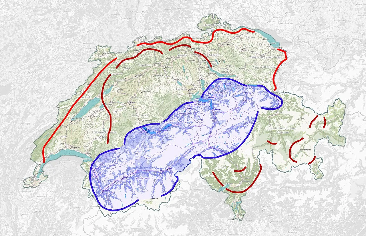 Plan of the defence lines of the National Redoubt
