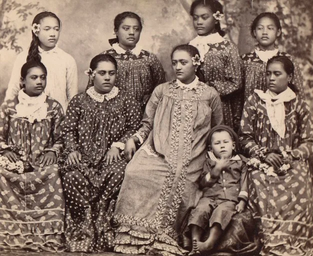 Tahitians in missionary robes