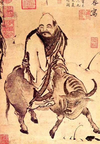 Laozi riding a water buffalo