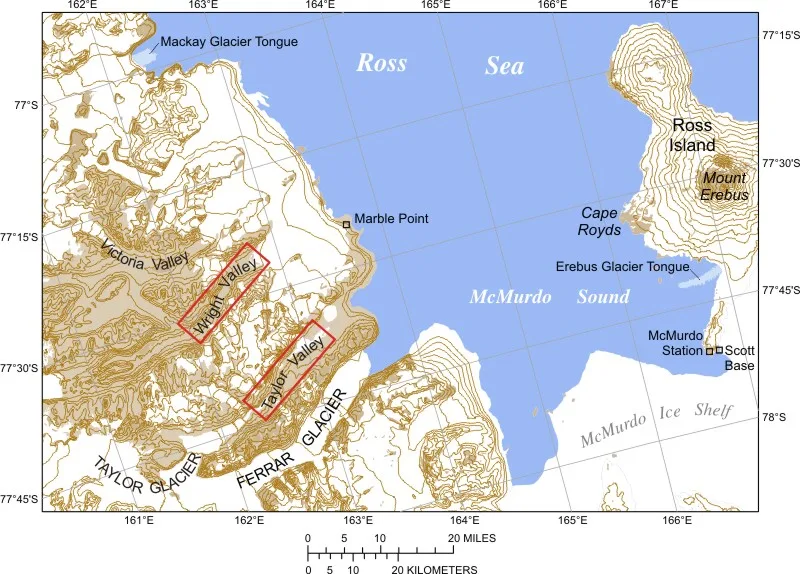 Taylor and Ferrar Glaciers and McMurdo Sound, Antarctica