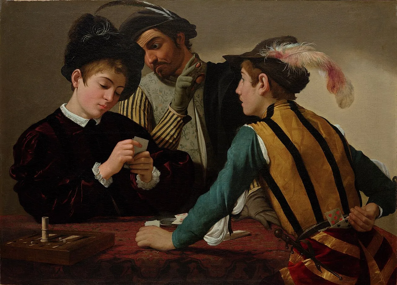 Caravaggio - The Cardsharps (1596-97) Kimbell Art Museum