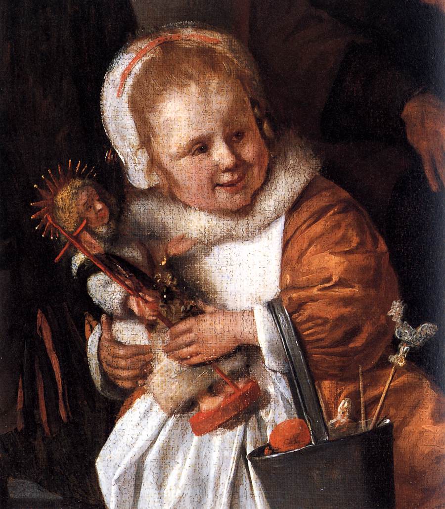 Detail of the painting with the youngest daughter holding her doll