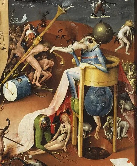 Gibson compares this "Prince of Hell" to a figure in the 12th-century Irish religious text Vision of Tundale, who feeds 