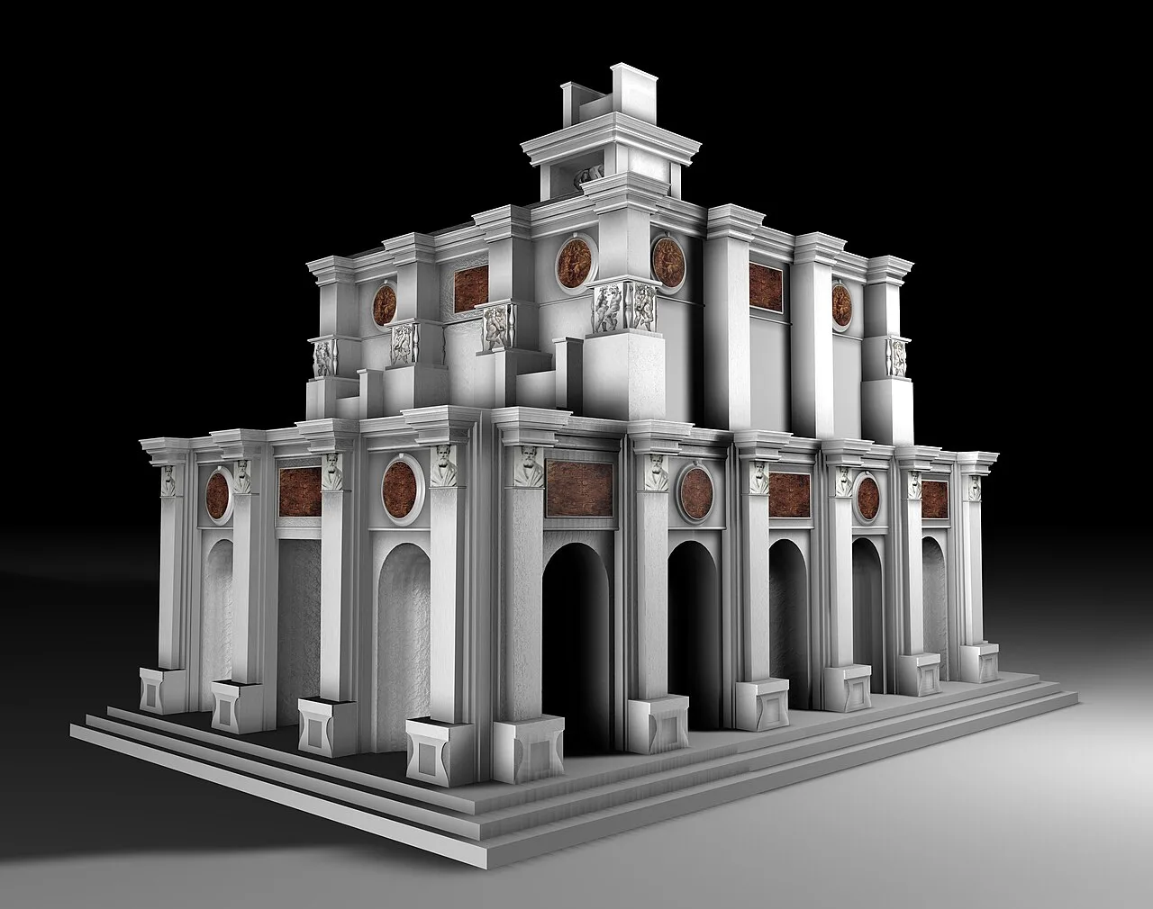 Hypothetical reconstruction of the first project for the tomb of Julius II (1505) according to a new interpretation by A