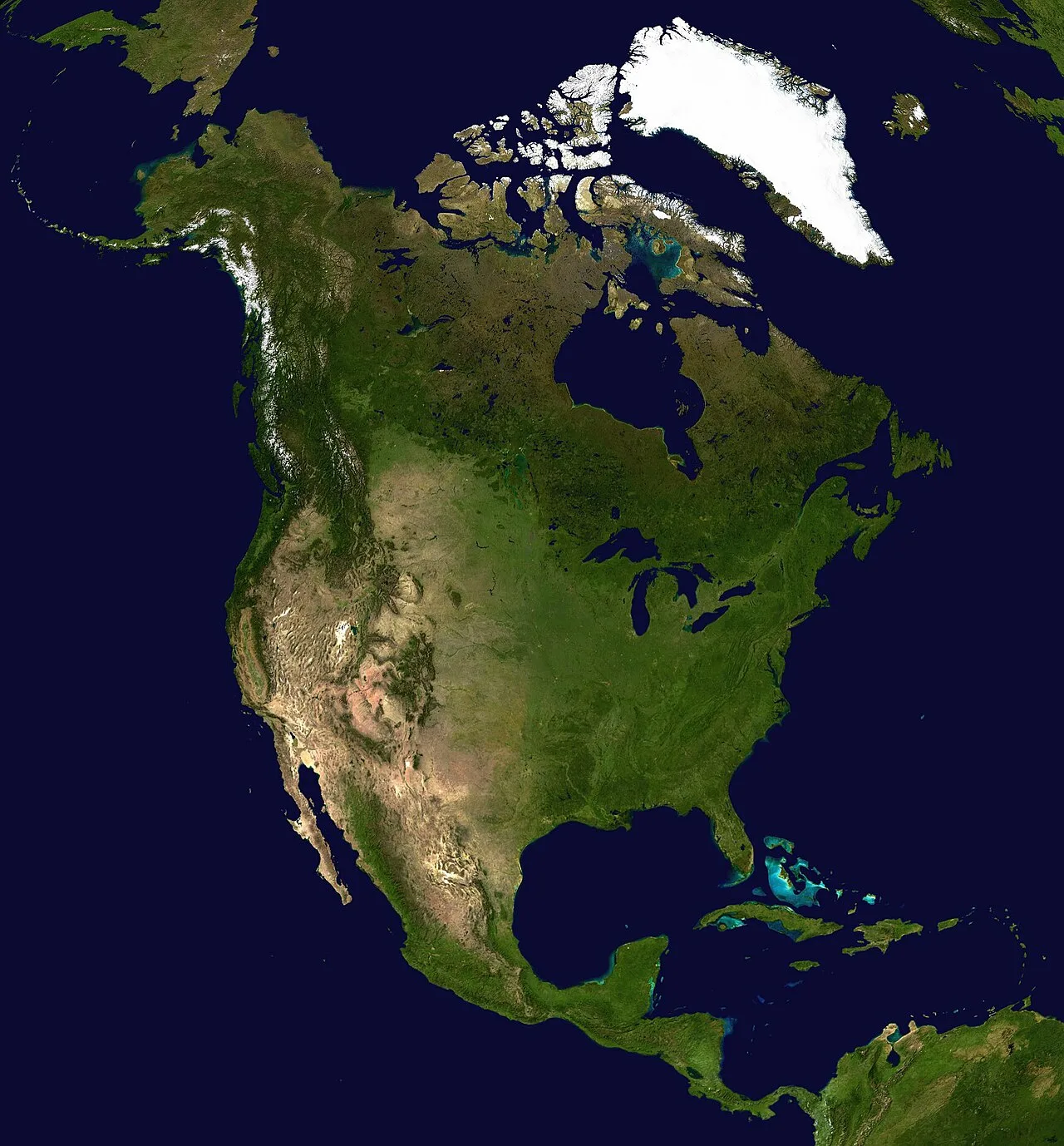 Satellite imagery of Turtle Island (North America)