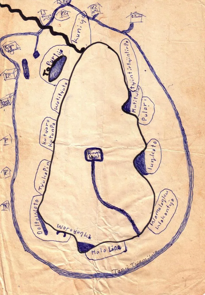 Tony Tjamiwa's map of Uluru