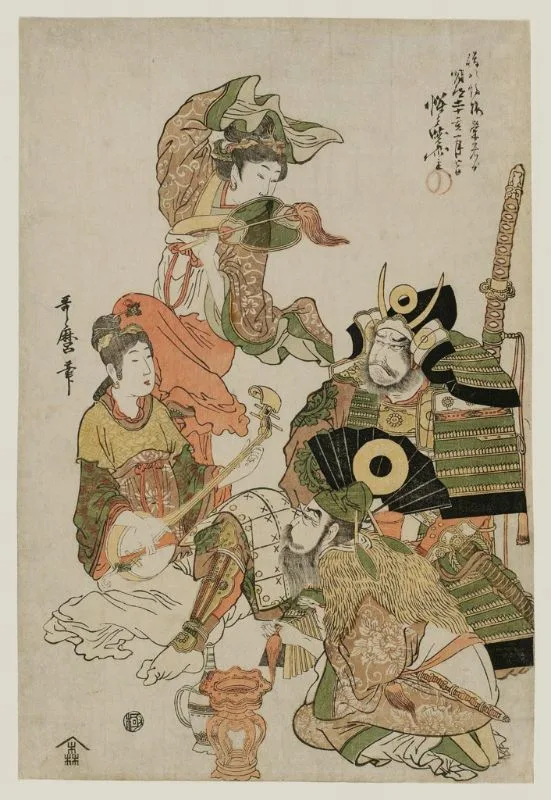 Katō Kiyomasa at a party with Korean dancers