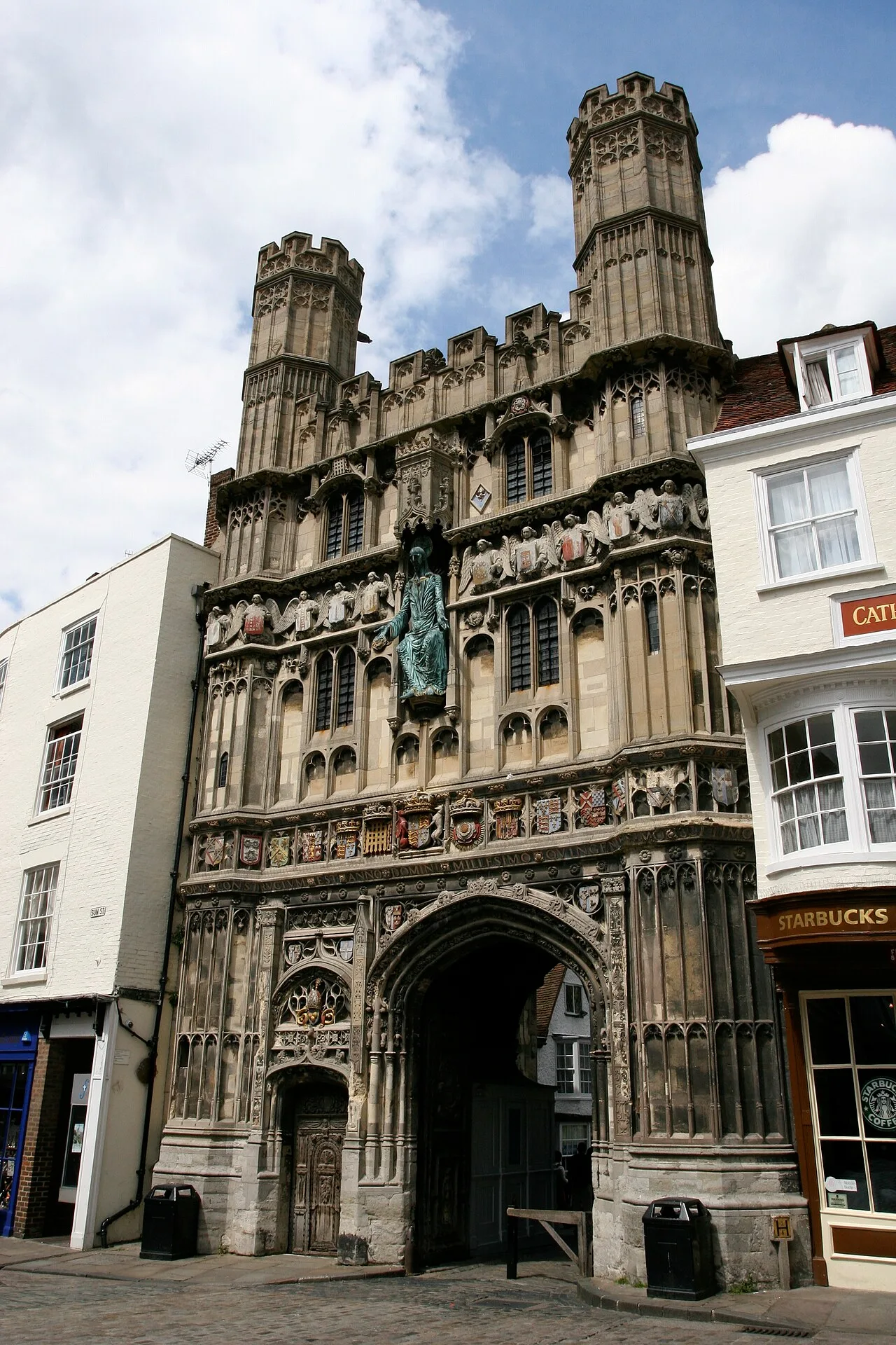 Pilgrims bound for Rome depart Canterbury Cathedral from the Christ Church Gate.