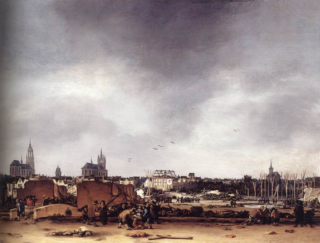 View of Delft Explosion of 1654 by Egbert van der Poel