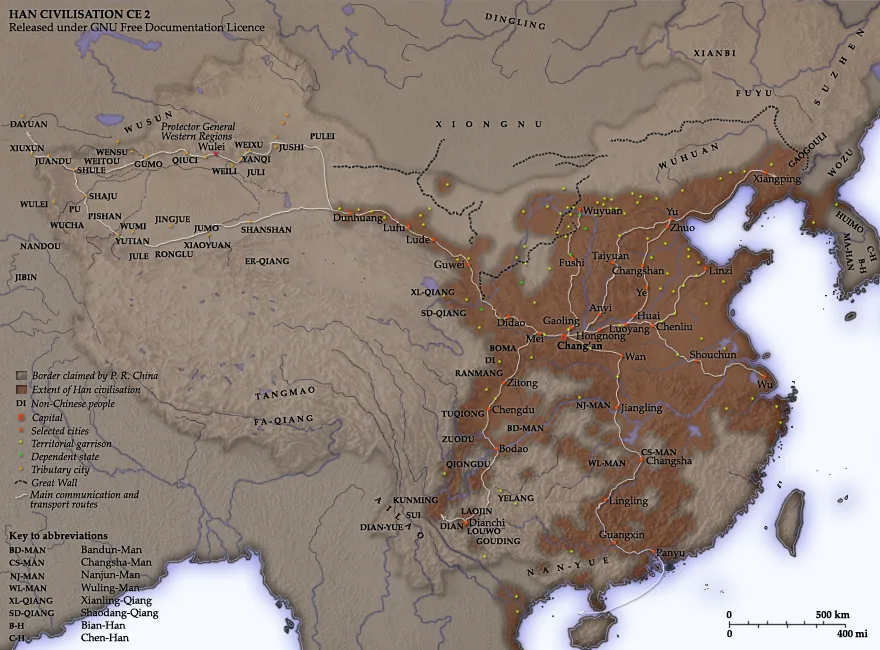 The Han dynasty in 2 AD