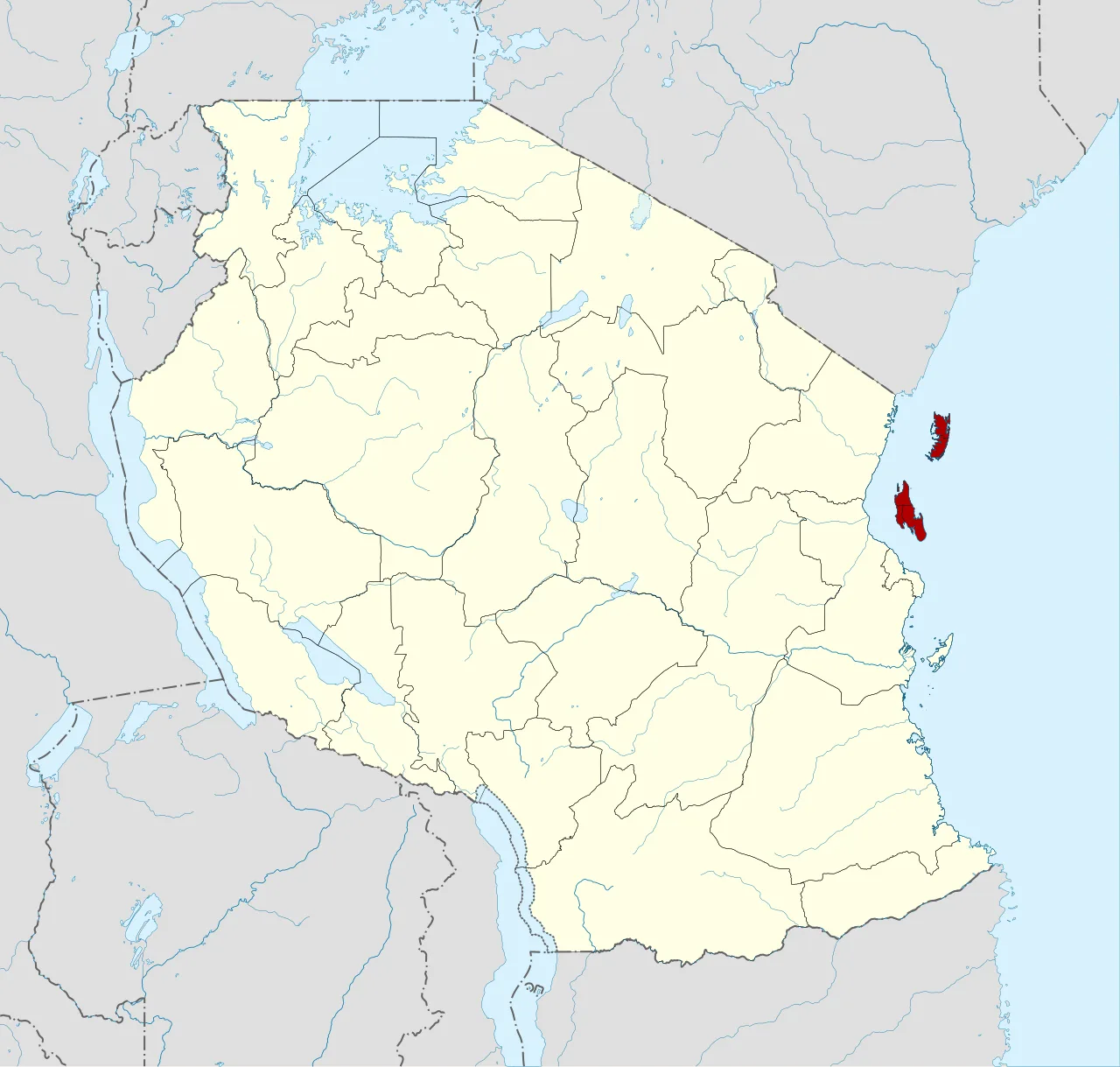 Location of Zanzibar within Tanzania