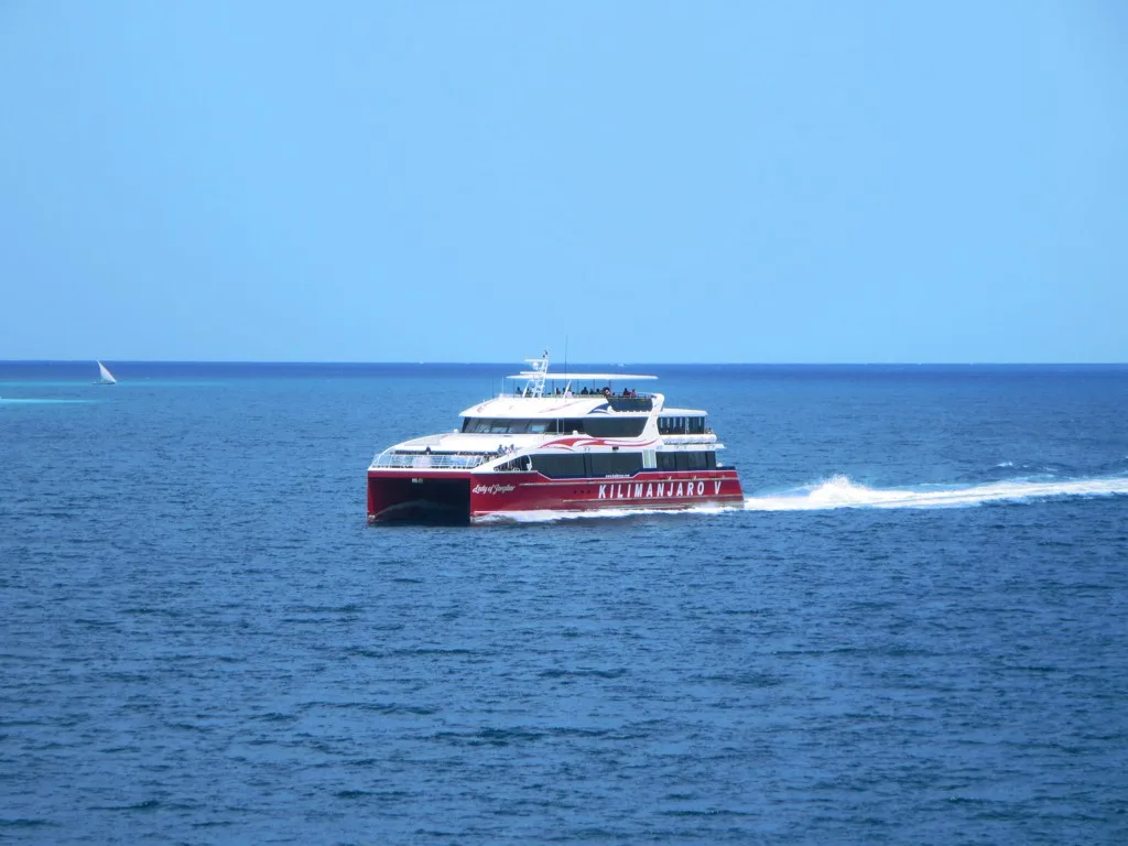 Fast ferry services operate several times a day between Dar es Salaam and Zanzibar
